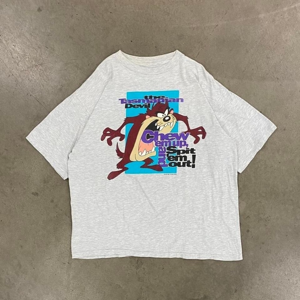 Vintage Tasmanian Devil Chew Em Our and Spit Em Out Taz Looney Tunes T-Shirt XXL